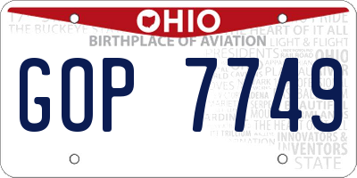 OH license plate GOP7749