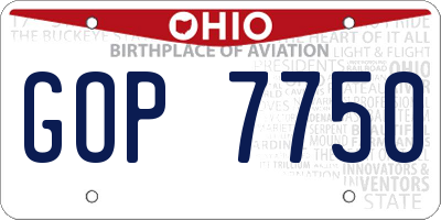 OH license plate GOP7750