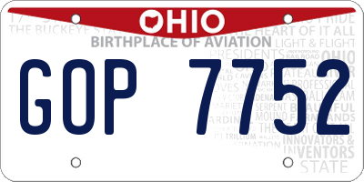 OH license plate GOP7752