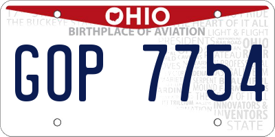 OH license plate GOP7754