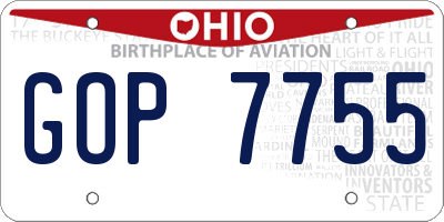 OH license plate GOP7755