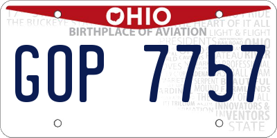 OH license plate GOP7757