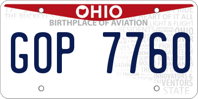 OH license plate GOP7760
