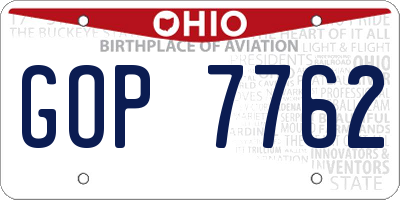 OH license plate GOP7762