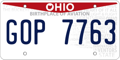 OH license plate GOP7763