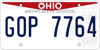 OH license plate GOP7764