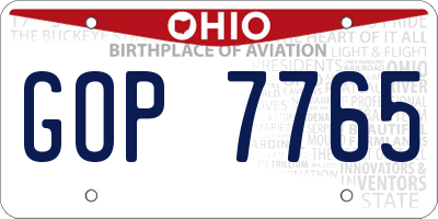 OH license plate GOP7765