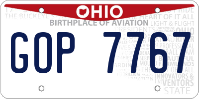 OH license plate GOP7767
