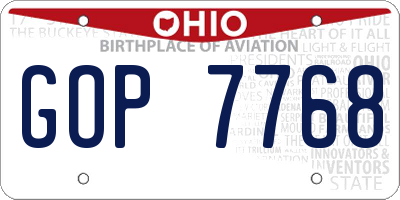 OH license plate GOP7768