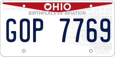 OH license plate GOP7769