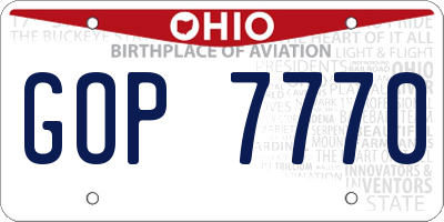 OH license plate GOP7770