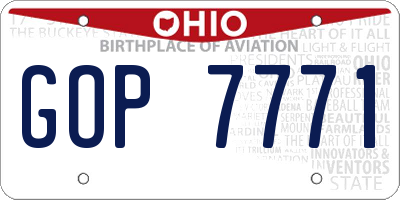 OH license plate GOP7771