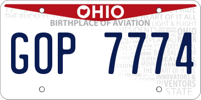 OH license plate GOP7774