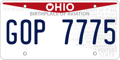 OH license plate GOP7775