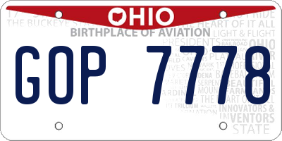 OH license plate GOP7778