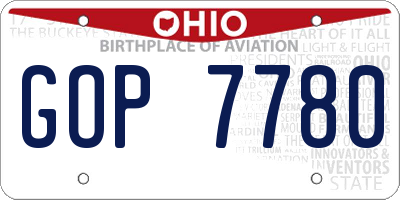 OH license plate GOP7780