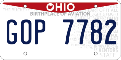 OH license plate GOP7782