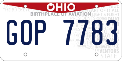 OH license plate GOP7783