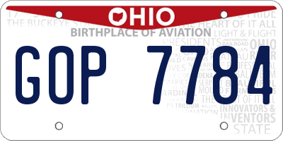 OH license plate GOP7784