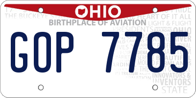 OH license plate GOP7785