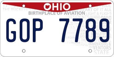 OH license plate GOP7789