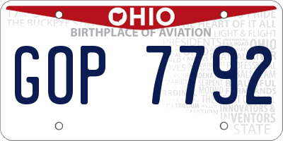 OH license plate GOP7792
