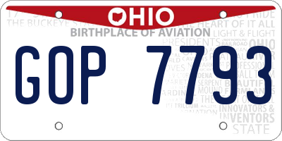 OH license plate GOP7793
