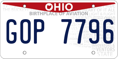 OH license plate GOP7796