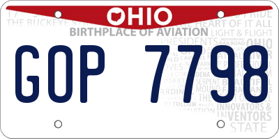 OH license plate GOP7798