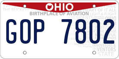 OH license plate GOP7802