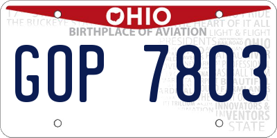 OH license plate GOP7803