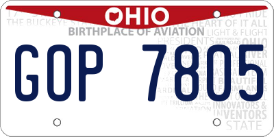 OH license plate GOP7805