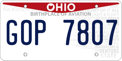 OH license plate GOP7807