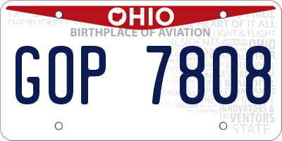 OH license plate GOP7808