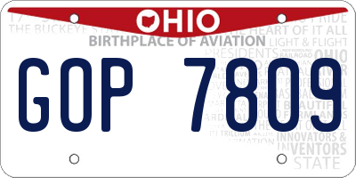 OH license plate GOP7809