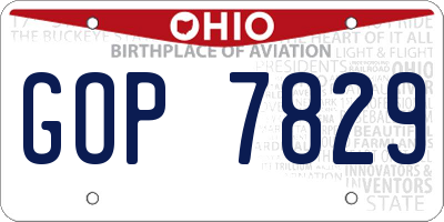 OH license plate GOP7829
