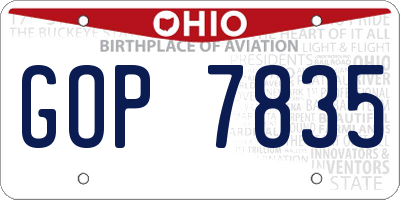 OH license plate GOP7835