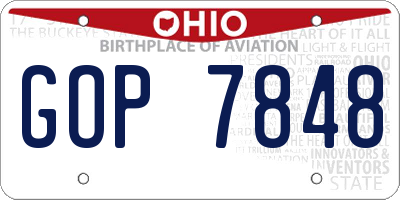 OH license plate GOP7848