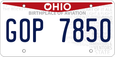 OH license plate GOP7850