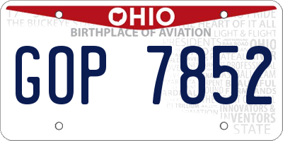 OH license plate GOP7852