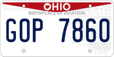 OH license plate GOP7860