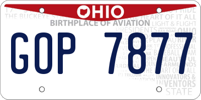 OH license plate GOP7877