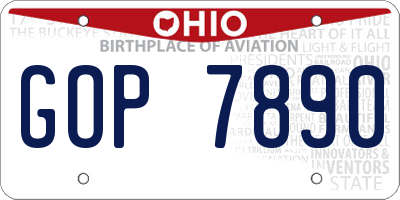 OH license plate GOP7890