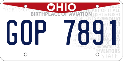 OH license plate GOP7891