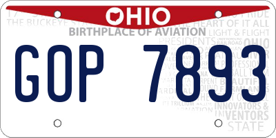 OH license plate GOP7893