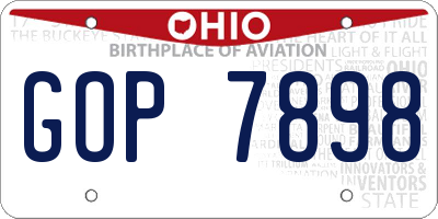 OH license plate GOP7898