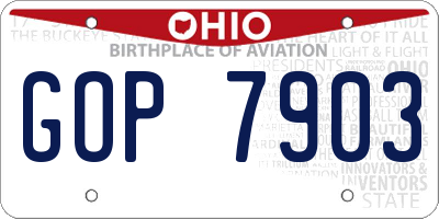 OH license plate GOP7903