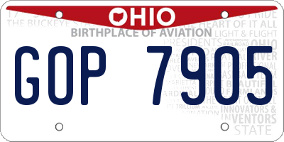 OH license plate GOP7905
