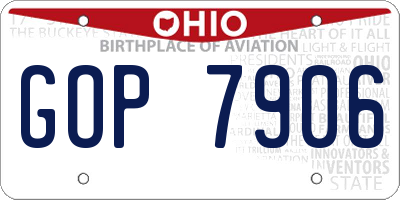 OH license plate GOP7906