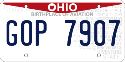 OH license plate GOP7907